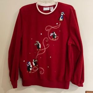 🇺🇸NWOT Alfred Dunner Penguin Winter Fleece Top